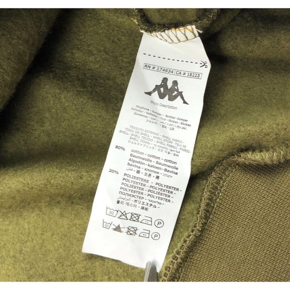 Kappa 222 Banda Hurtado 2 Men 3XL Olive Green Orange Hoodie Sweatshirt Logo Tape - Picture 9 of 12